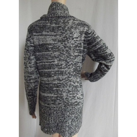H & M Size Large Black White Melange Cowl Neck Tunic Sweater faux fur l - Picture 4 of 7